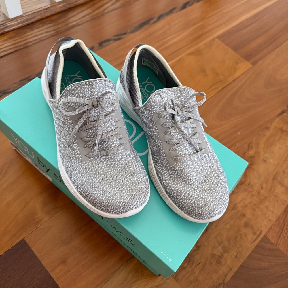 Skechers Gray Slip-On Athletic Walkers - Picture 2 of 5